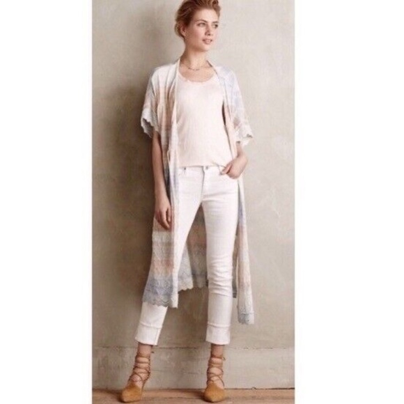 Anthropologie KNITTED & KNOTTED Pastel Ombré Beach Duster Cardigan Medium Petite - Picture 5 of 14